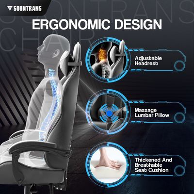 Metal Type Iron Ergonomic Gamer Chair with Massage and Adjustable Height