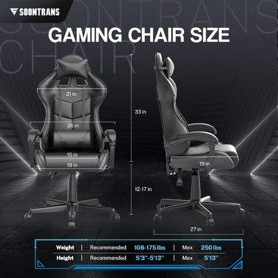 Ergonomic Gamer Chair with Massage Adjustable Height and Item Weight 14.3 Pounds