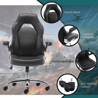 Synthetic Leather Swivel Chair ALINUNU Ergonomic Computer Gaming Chair for Home Racing