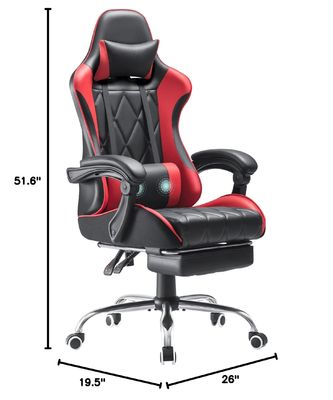 Swivel Chair with Footrest and Massage Lumbar Support Ergonomic High Back Video Game Chair