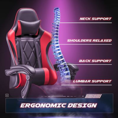 Swivel Chair with Footrest and Massage Lumbar Support Ergonomic High Back Video Game Chair