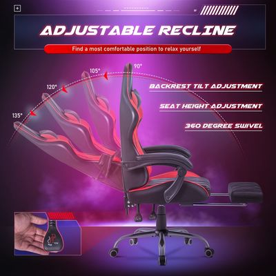 Swivel Chair with Footrest and Massage Lumbar Support Ergonomic High Back Video Game Chair