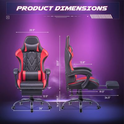 Swivel Chair with Footrest and Massage Lumbar Support Ergonomic High Back Video Game Chair