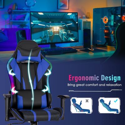 Customize Ergonomic Video Gaming Chair with RGB LED Lights and Adjustable Design