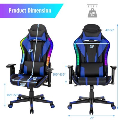 Customize Ergonomic Video Gaming Chair with RGB LED Lights and Adjustable Design