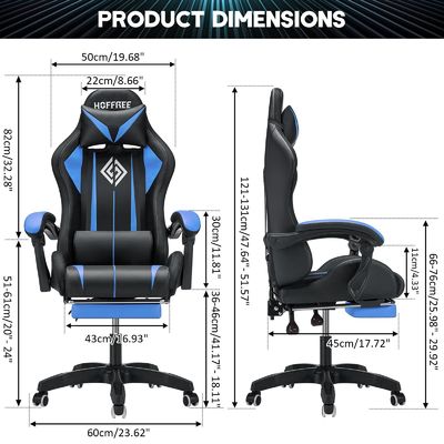 ALINUNU Direct Ergonomic Computer Massage Gaming Chair with Footrest and LED Lights