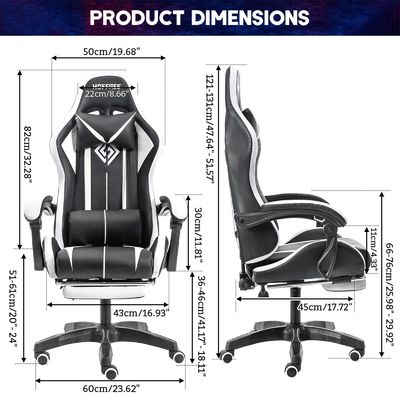 Customized Color Ergonomic Computer Massage Gaming Chair with LED Lights and Footrest