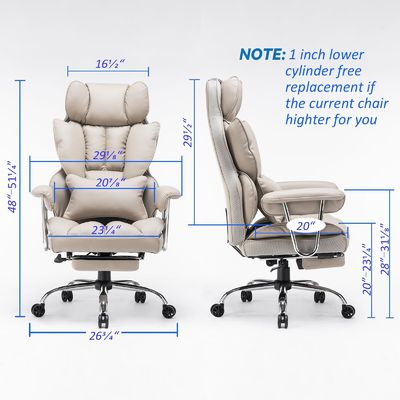 Optional Leg Rest and Lumbar Support High Back PU Leather Swivel Chair for Comfort