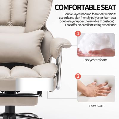 Optional Leg Rest and Lumbar Support High Back PU Leather Swivel Chair for Comfort