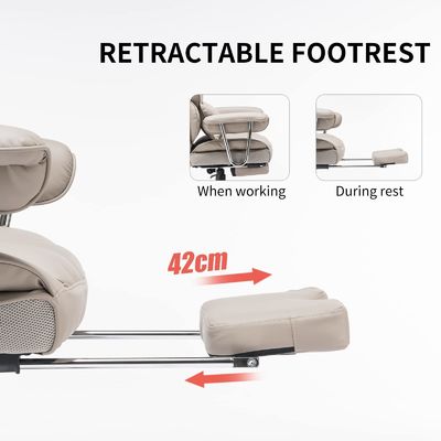 Optional Leg Rest and Lumbar Support High Back PU Leather Swivel Chair for Comfort