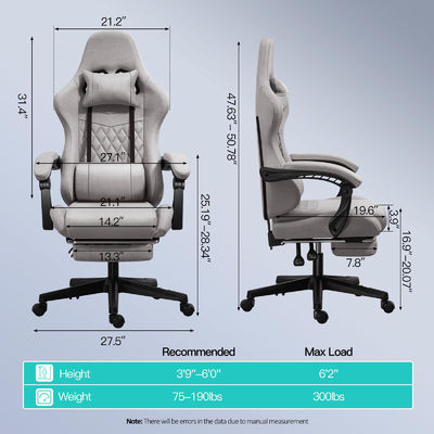 Ergonomic Adjustable Desk Computer Gaming Chair with Footrest and Massage 41 Pounds