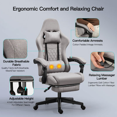 Ergonomic Adjustable Desk Computer Gaming Chair with Footrest and Massage 41 Pounds