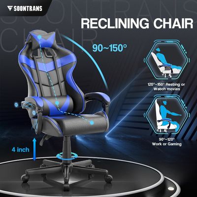 ALINUNU Ergonomic Gamer Chair with Massage and Synthetic Leather