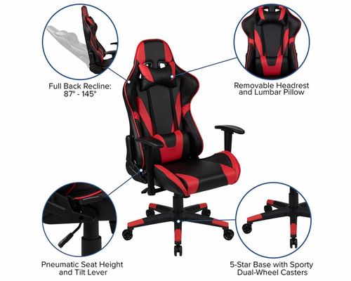 Racing Gaming Chair with Ergonomic Design and Product Dimensions of 29&quot;D x 29&quot;W x 48&quot;H