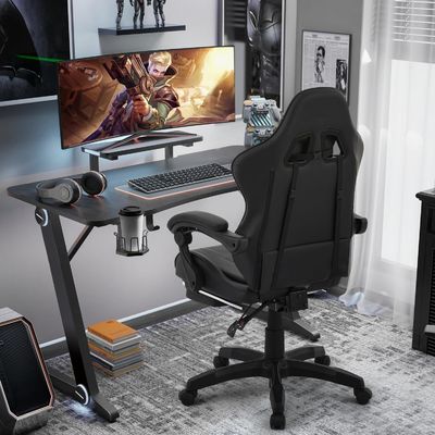 ALINUNU Modern Fabric Lumbar Support Ergonomic Computer Racing Chair with Footrest