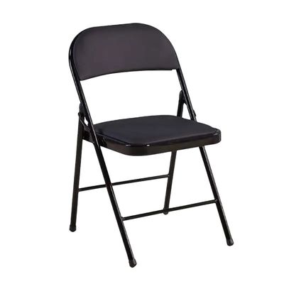 Hospital Foldable Chair White Metal Frame Folding Chair Black for Outdoor Furniture