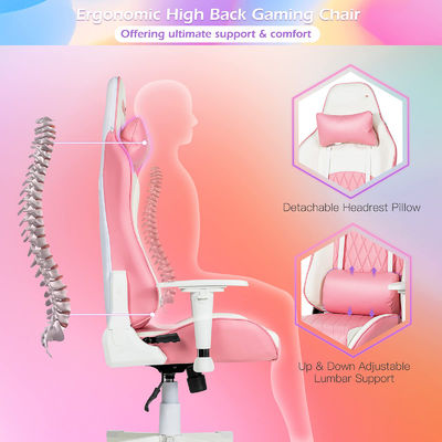 Customized Color Racing Style Gaming Chair with Adjustable Lumbar Support and Headrest