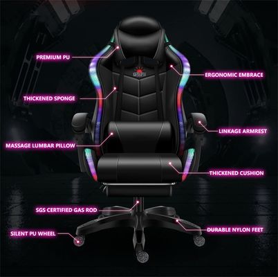 Upgrade Your Gaming Setup with ALINUNU PC Massage Gaming Chair featuring LED and Speakers