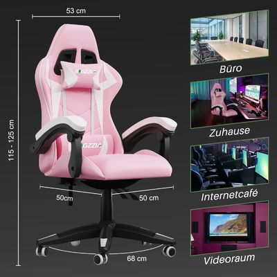 3 Gas Lift Reclining Video Game Chair with Headrest and Lumbar Support Comfortable