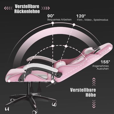 3 Gas Lift Reclining Video Game Chair with Headrest and Lumbar Support Comfortable