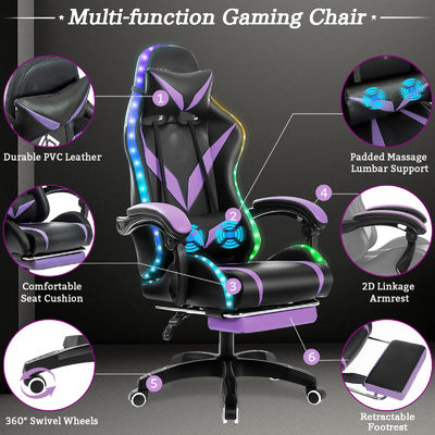 Mail packing Ergonomic RGB Gaming Chair with Massage and Led Lights Swivel Chair Style