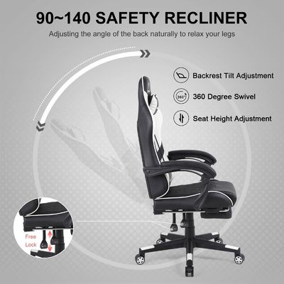 Competitive Iron Metal Computer Racing Gaming Chair with Footrest and Lumbar Support