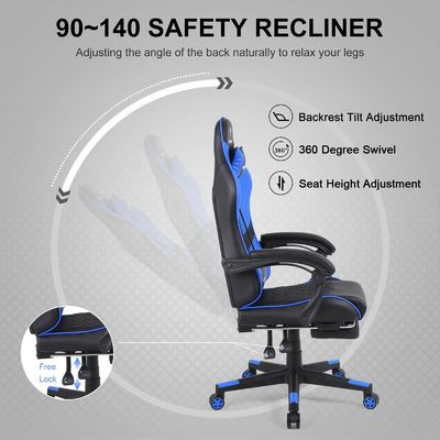 Modern Design Customized Color Racing Gaming Chair with Footrest and Lumbar Support