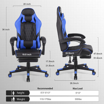 Modern Design Customized Color Racing Gaming Chair with Footrest and Lumbar Support
