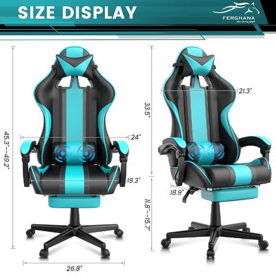 Racing Gaming Chairs for Adult Teens Swivel Chair Product Dimensions 24&quot;D x 21&quot;W x 52&quot;H