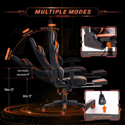 360 Swivel High Back Adjustable Computer Racing Chair with Footrest and Height Adjust