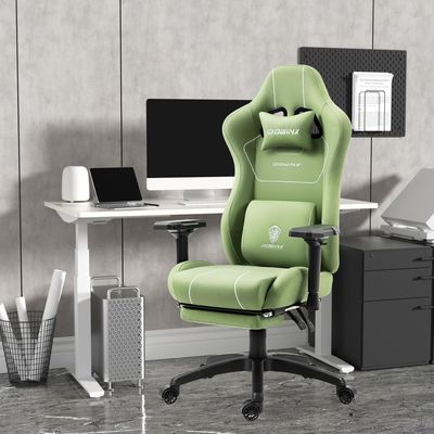 Home Office Gaming Chair with Massage Lumbar Support and Footrest in Modern Design