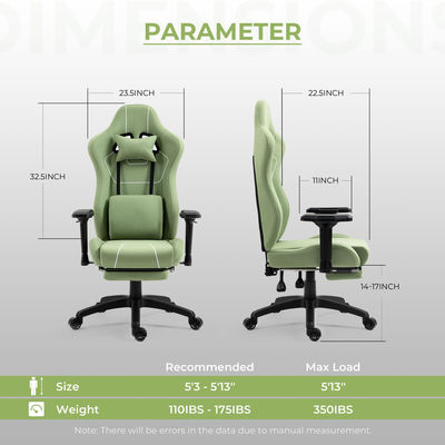 Home Office Gaming Chair with Massage Lumbar Support and Footrest in Modern Design