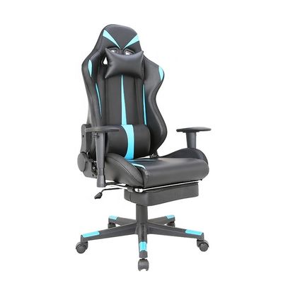 Ready To Ship Black and Blue Genuine Leather Rocker Gaming Chair for Office Furniture