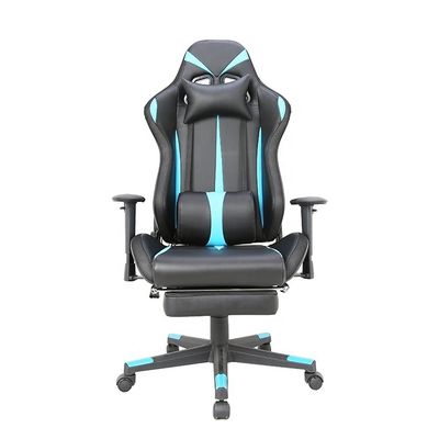 Ready To Ship Black and Blue Genuine Leather Rocker Gaming Chair for Office Furniture