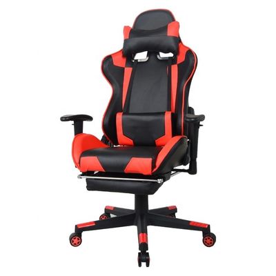 Computer Gamer Modern Office Gaming Chair with Footrest and 2D Adjustable PU Armrests