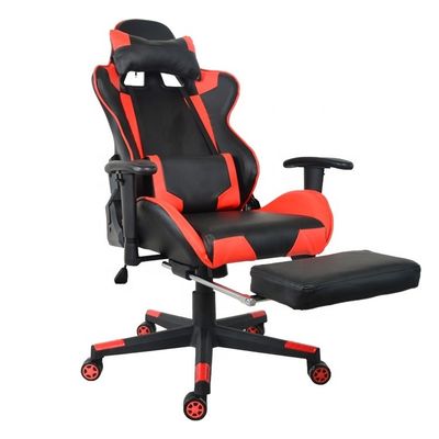 Computer Gamer Modern Office Gaming Chair with Footrest and 2D Adjustable PU Armrests