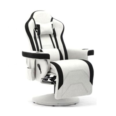 Comfortable Gaming Chair with Adjustable Footrest and Durable Fabric Armrest