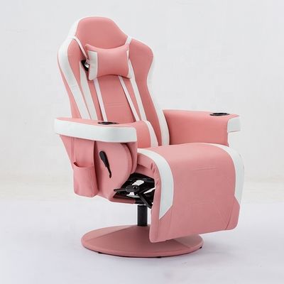 Comfortable Gaming Chair with Adjustable Footrest and Durable Fabric Armrest