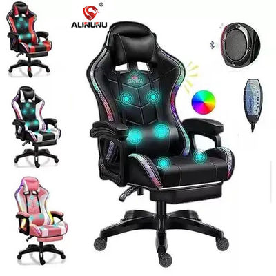 Removable Cover Synthetic Leather Gaming Massage Chair with RGB Lights and Speakers
