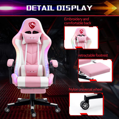 Removable Cover Synthetic Leather Gaming Massage Chair with RGB Lights and Speakers