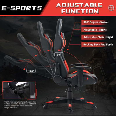 ALINUNU Racing Game Chair Height-Adjustable Swivel Office Pc Computer Gaming Chair