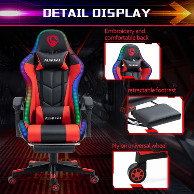Height Adjustable Armrest RGB LED Gaming Chair with Massage Swivel Style and Speakers