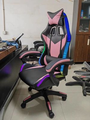 RGB Gaming Chair with Lights and Speakers PU Leather Massage Computer Game Chair