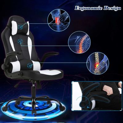 Solid Back Ergonomic Office Chair with Customized Color and Lumbar Support Flip Up Arms