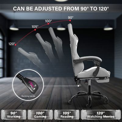 Gaming Chair with Footrest and Lumbar Support Maximum Weight Recommendation 440 Pounds