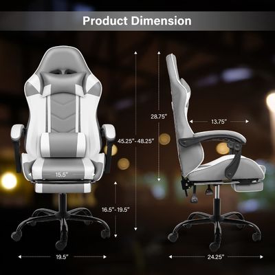 Gaming Chair with Footrest and Lumbar Support Maximum Weight Recommendation 440 Pounds