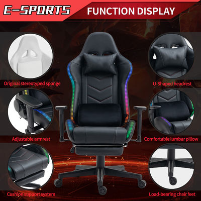 Adjustable Computer Chair with Headrest and Lumbar Support Metal Frame Gaming Chair
