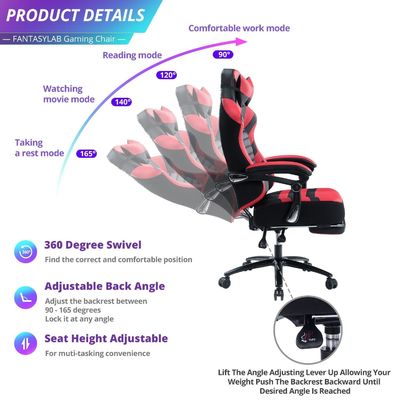Adjustable Tilt Back Angle Gaming Chair with Footrest and Memory Foam 400lb Capacity
