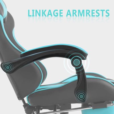 Adjustable Height PC Game Computer Chair with Headrest Lumbar Support and Footrest