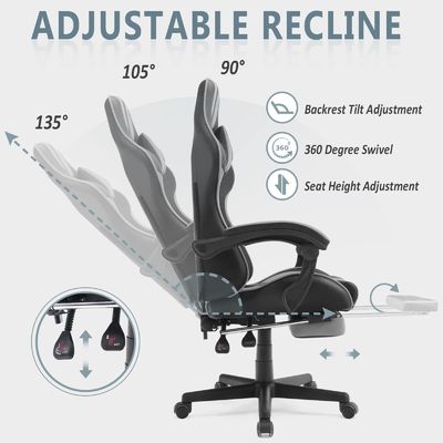 Racing Style Gaming Chair with Footrest Headrest and Lumbar Support Customized Color